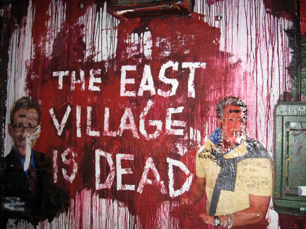 Mural in front of the Mars Bar, East Village, NY 'The East Village is Dead'