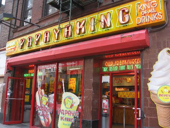 Facade of Papaya King Restaurant, Times Square